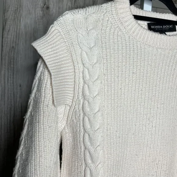 Behida Dolic Millinery Sweater Women Small Italian Wool Oversized Cable Knit